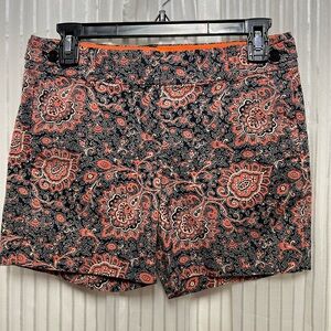 “Ann Taylor” Designer Shorts SZ (0) Black & Orangish in Color, Paisley NNT